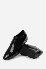 DAVID LACE UP DERBY FORMAL DRESS WORK SHOES IN BLACK PATENT