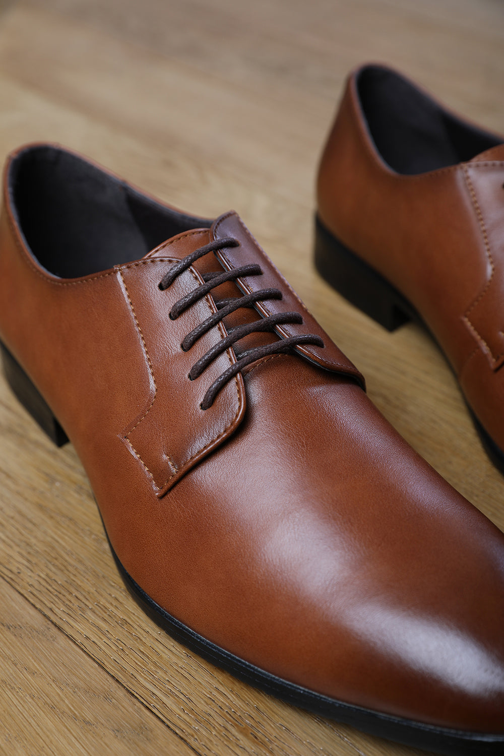 DAVID LACE UP DERBY FORMAL DRESS WORK SHOES IN BROWN FAUX LEATHER