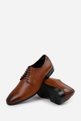 DAVID LACE UP DERBY FORMAL DRESS WORK SHOES IN BROWN FAUX LEATHER