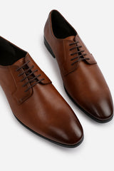 DAVID LACE UP DERBY FORMAL DRESS WORK SHOES IN BROWN FAUX LEATHER