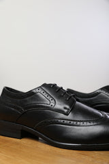 ELLIOT LACE UP DERBY TEXTURED FORMAL DRESS WORK SHOES IN BLACK FAUX LEATHER