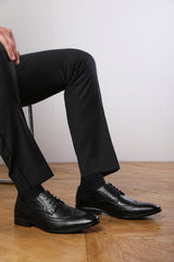 ELLIOT LACE UP DERBY TEXTURED FORMAL DRESS WORK SHOES IN BLACK FAUX LEATHER
