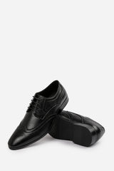 ELLIOT LACE UP DERBY TEXTURED FORMAL DRESS WORK SHOES IN BLACK FAUX LEATHER