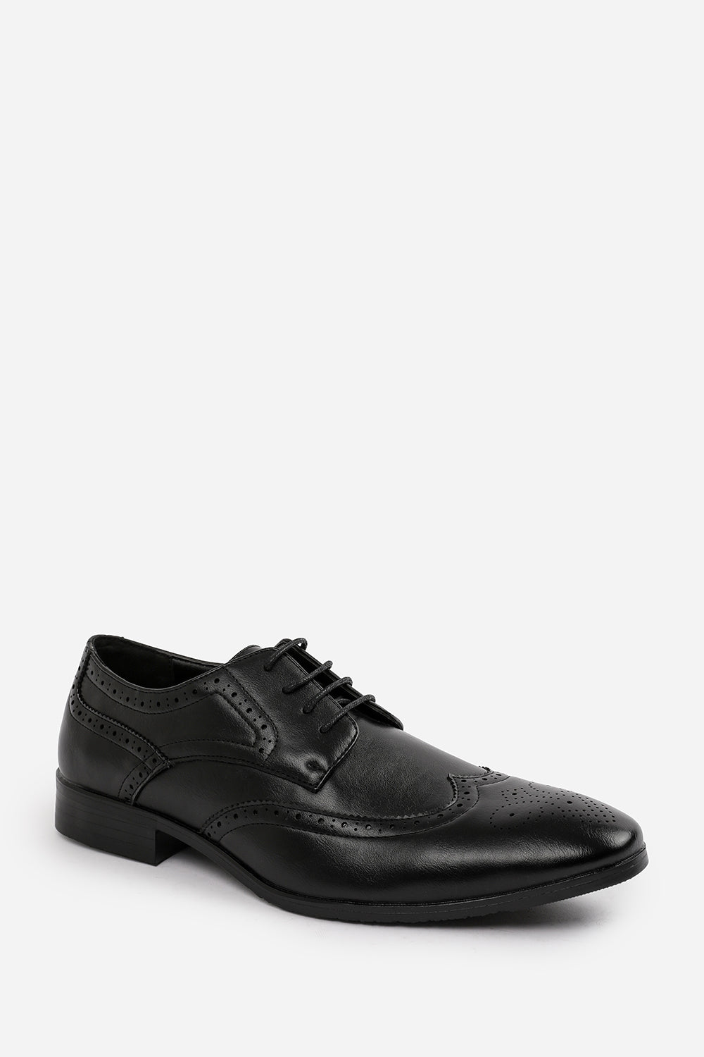ELLIOT LACE UP DERBY TEXTURED FORMAL DRESS WORK SHOES IN BLACK FAUX LEATHER