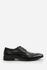 ELLIOT LACE UP DERBY TEXTURED FORMAL DRESS WORK SHOES IN BLACK FAUX LEATHER