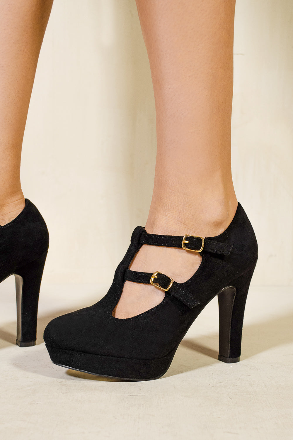 MARTHA CLOSED TOE HIGH HEEL SANDALS WITH STRAPS IN BLACK SUEDE