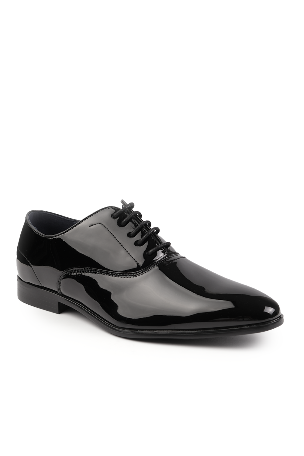 JACKSON FORMAL SHINY POLISHED OXFORD LACE UP DRESS SHOES IN BLACK PATE