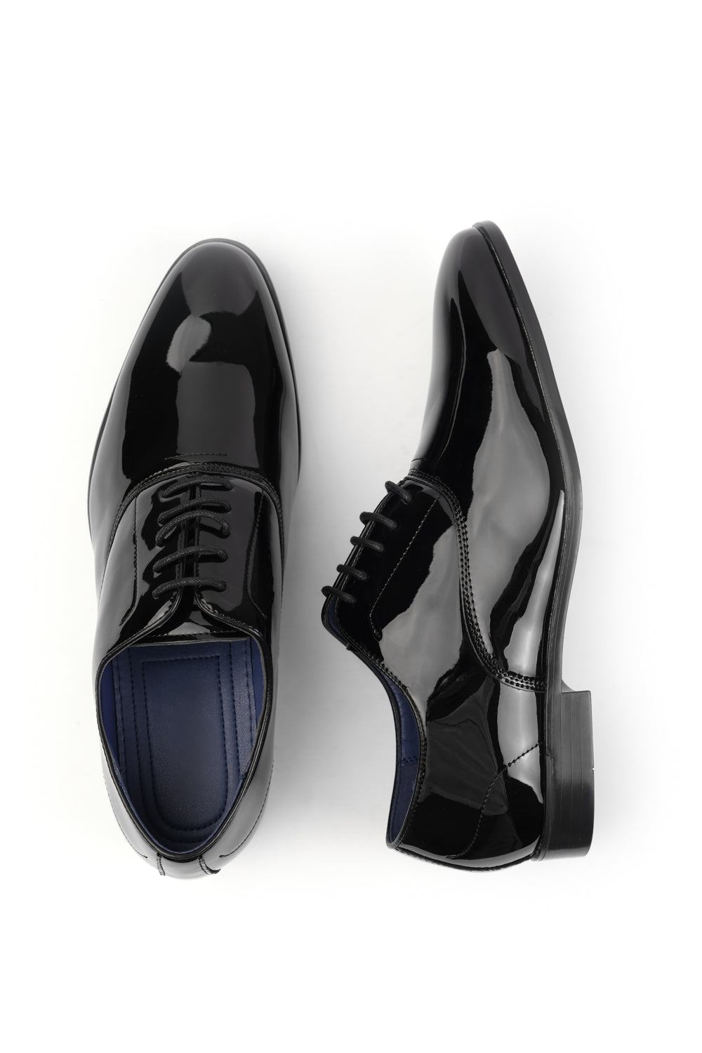 JACKSON FORMAL SHINY POLISHED OXFORD LACE UP DRESS SHOES IN BLACK PATE