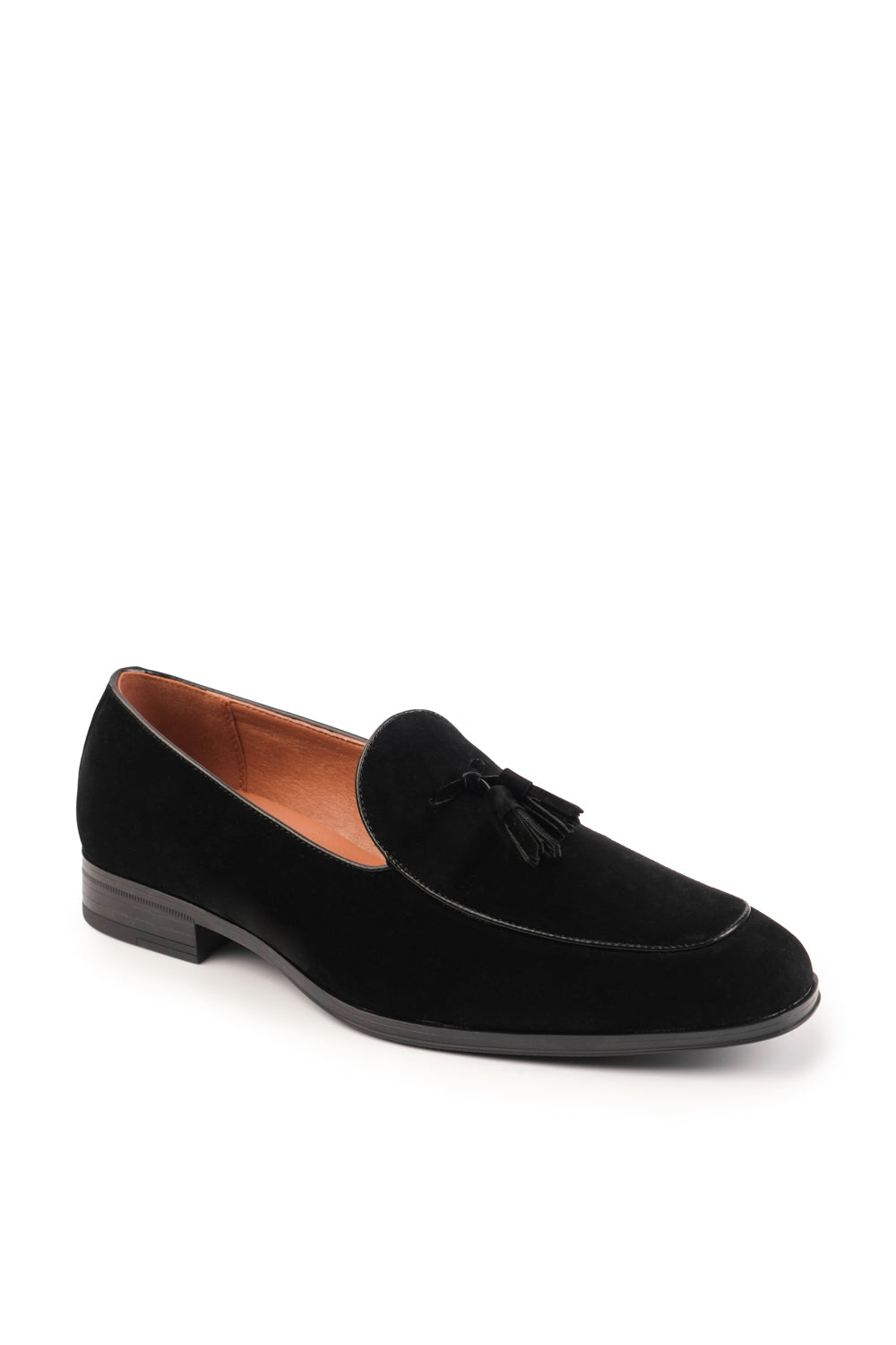 ALBERT SLIP ON TASSELL LOAFERS IN BLACK SUEDE