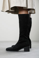 Ezzira Square Low Block Heel Stretch Knee High Boots