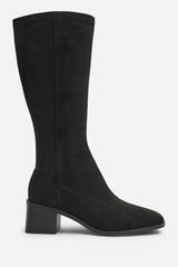 Ezzira Square Low Block Heel Stretch Knee High Boots