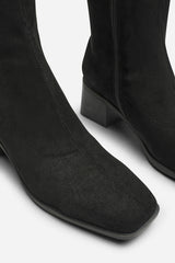 Ezzira Square Low Block Heel Stretch Knee High Boots