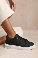 TOKYO CRYSTAL TRIM WITH EMBOSSED DETAILED TRAINERS IN BLACK