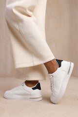 TOKYO CRYSTAL TRIM WITH EMBOSSED DETAILED TRAINERS IN WHITE/BLACK