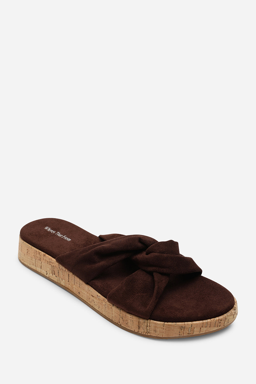 Bowite Knotted Open Toe Black Suede Low Wedge Sandal