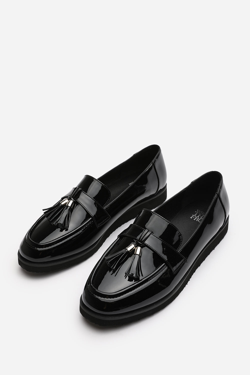 Kennedy Tasseled Loafers in Black Patent Finish