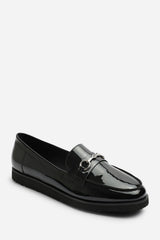 Brittany Snaffle Detail Hardware Trim Loafers In Black Patent