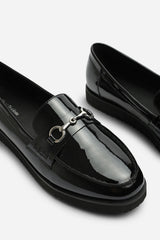 Brittany Snaffle Detail Hardware Trim Loafers In Black Patent