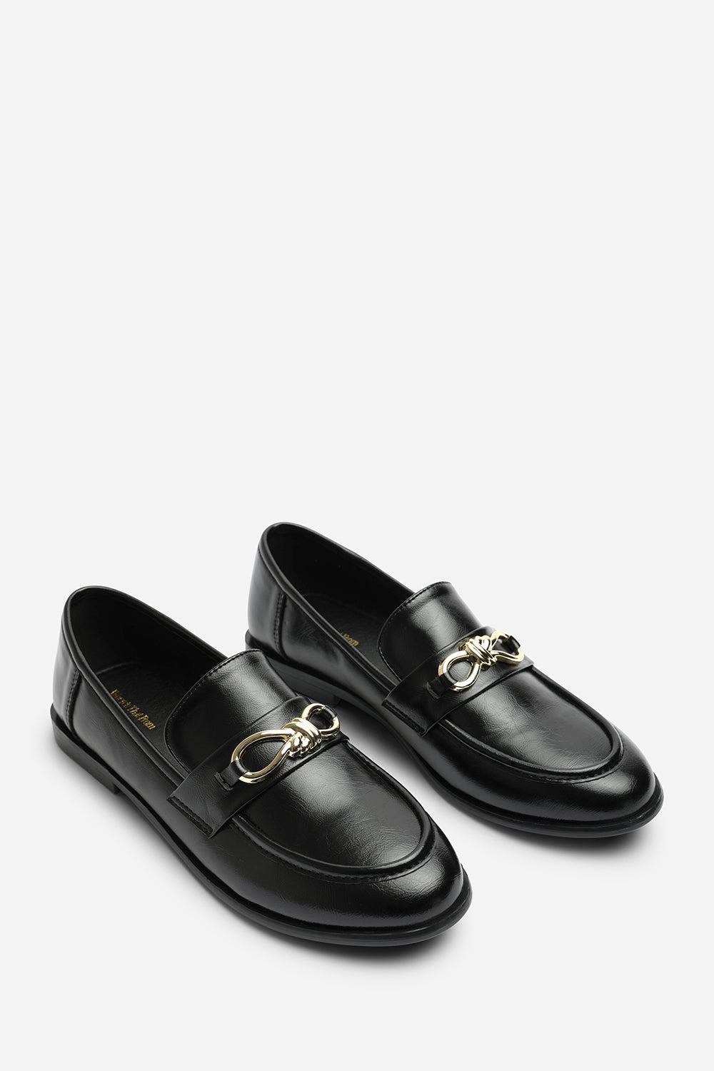 Freyja Black Knot Trim Hardware Detail Flat Loafers