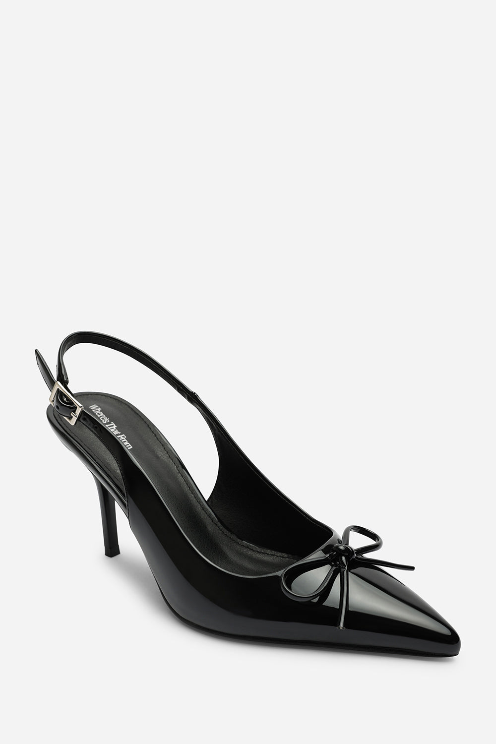 Pavelle Black Patent Bow Detail Court Shoes