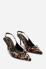 Pavelle Leopard Satin Bow Detail Court Shoes