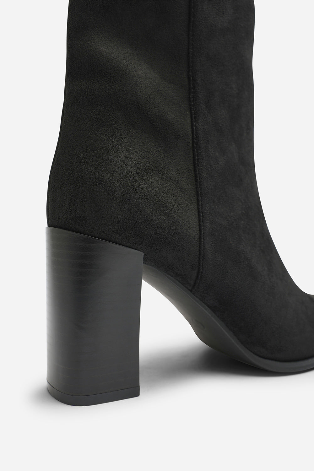 Daryna Black Suede Stacked Heel Pointed Ankle Boot