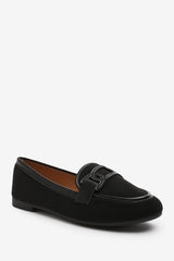 LIZZO SLIP ON TRIM LOAFERS WITH ACCESSORY DETAILING IN BLACK