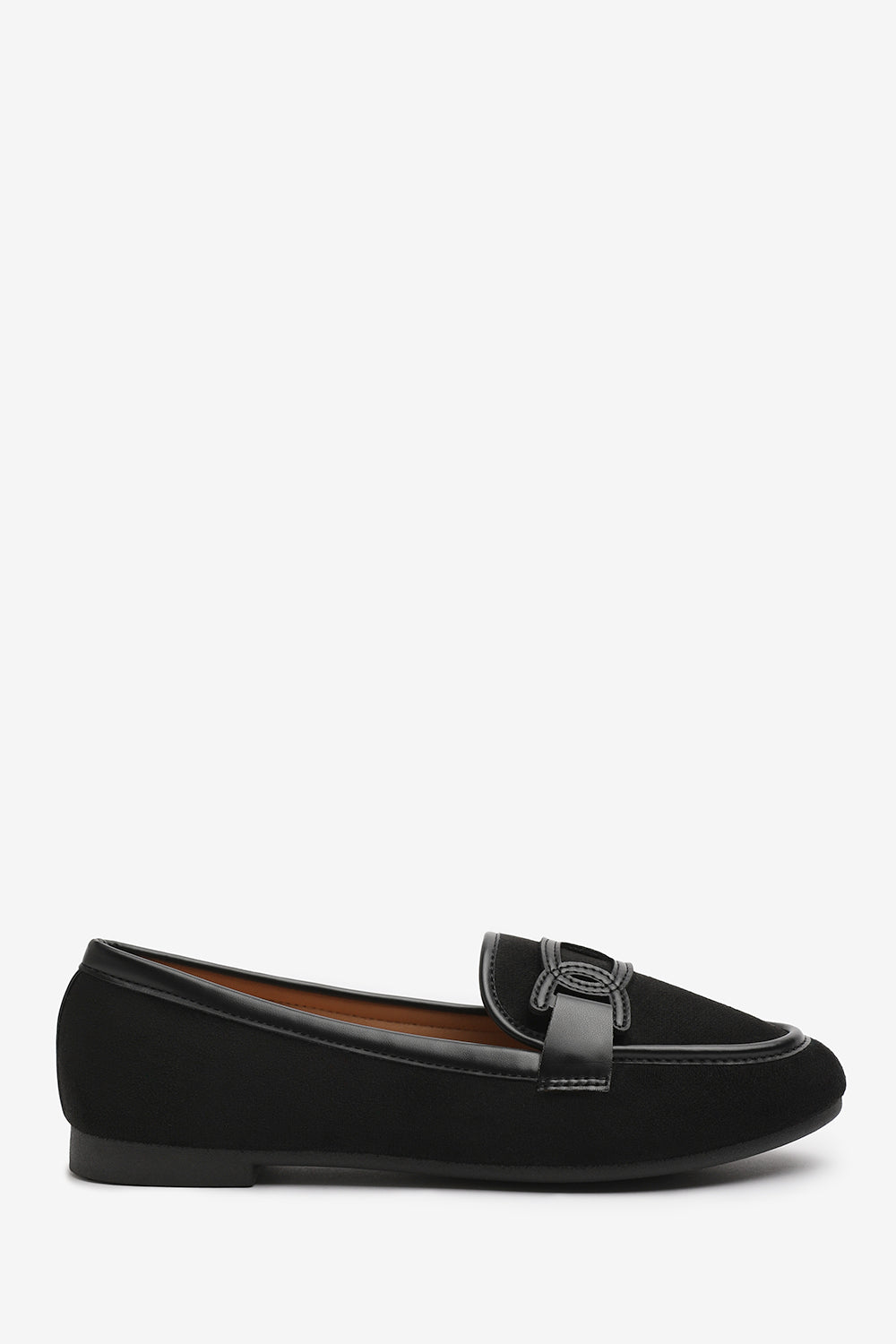 LIZZO SLIP ON TRIM LOAFERS WITH ACCESSORY DETAILING IN BLACK