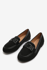 LIZZO SLIP ON TRIM LOAFERS WITH ACCESSORY DETAILING IN BLACK