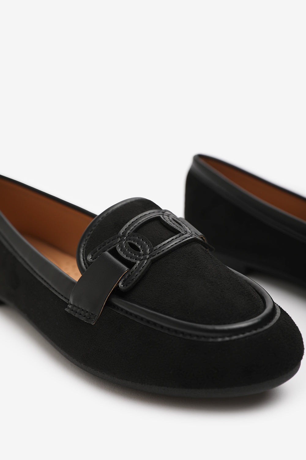 LIZZO SLIP ON TRIM LOAFERS WITH ACCESSORY DETAILING IN BLACK