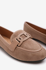 LIZZO SLIP ON TRIM LOAFERS WITH ACCESSORY DETAILING IN KHAKI