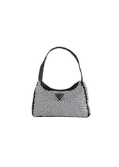 AVERY SPARKLY BAG WITH TOP HANDLE IN SILVER