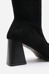 Whitney Stretch Calf Black Suede Block Heel Boots