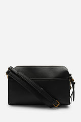 Dune Black Faux Leather Structured Mini Shoulder Bag