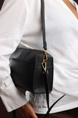 Dune Black Faux Leather Structured Mini Shoulder Bag