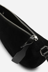 Cloud Black Suede Crossbody Shoulder Bag