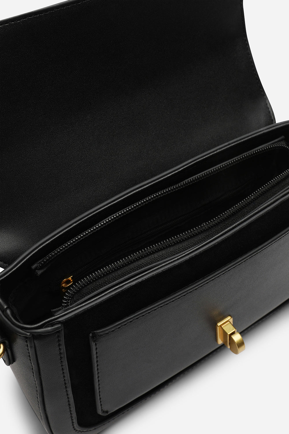 Coral Black Suede Structured Shoulder Bag with Gold Lock