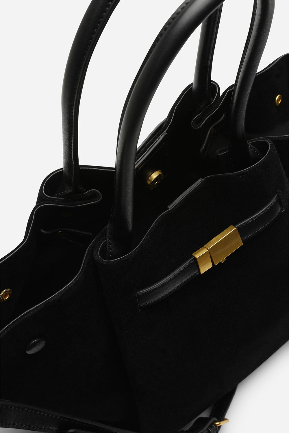 Dove Black Suede Handheld Tote Bag