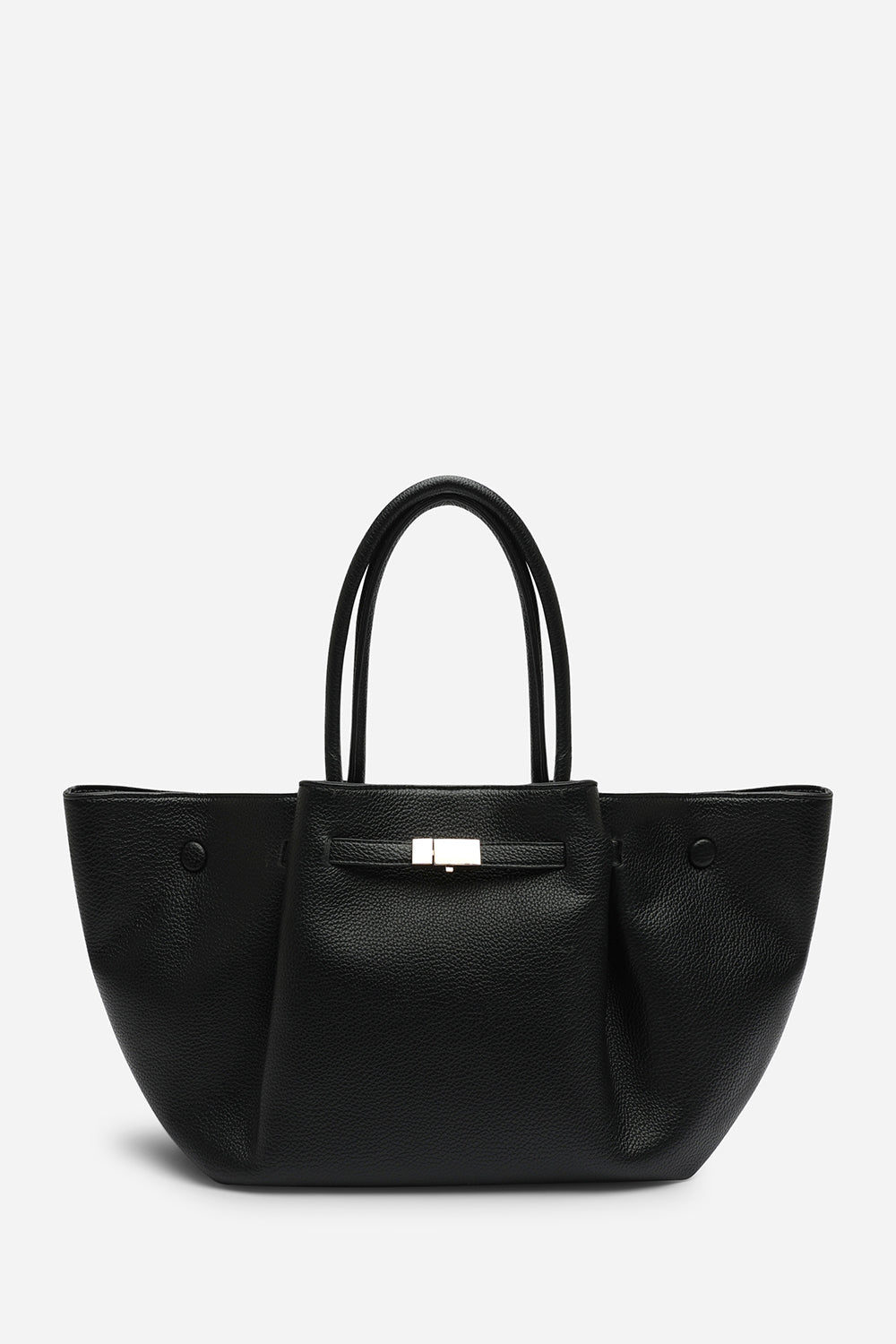 Dove Leather Winged Tote Bag With Belt Lock Detail