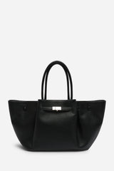 Dove Leather Winged Tote Bag With Belt Lock Detail