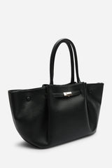 Dove Leather Winged Tote Bag With Belt Lock Detail