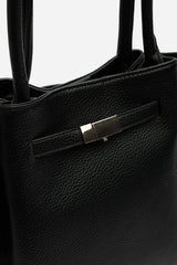 Dove Leather Winged Tote Bag With Belt Lock Detail