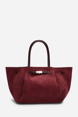 Dove Leather Winged Tote Bag With Belt Lock Detail
