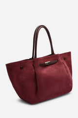 Dove Leather Winged Tote Bag With Belt Lock Detail