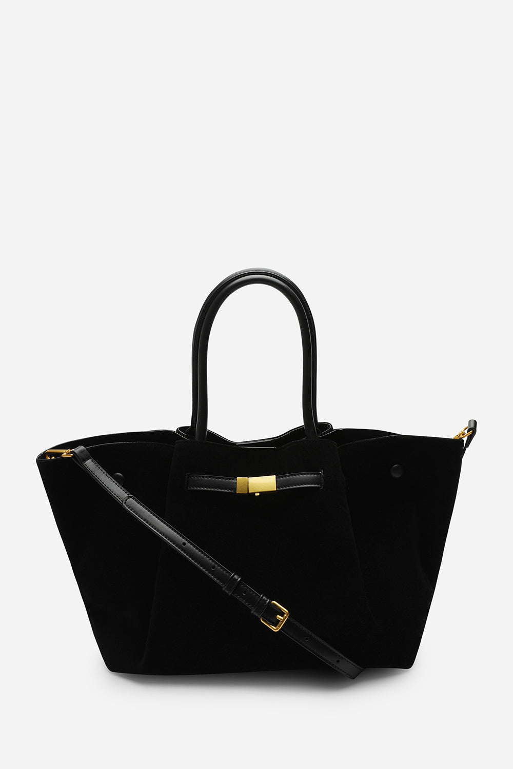 Dove Black Suede Handheld Tote Bag