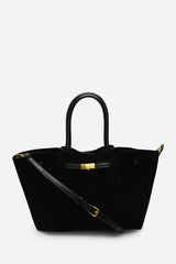 Dove Black Suede Handheld Tote Bag