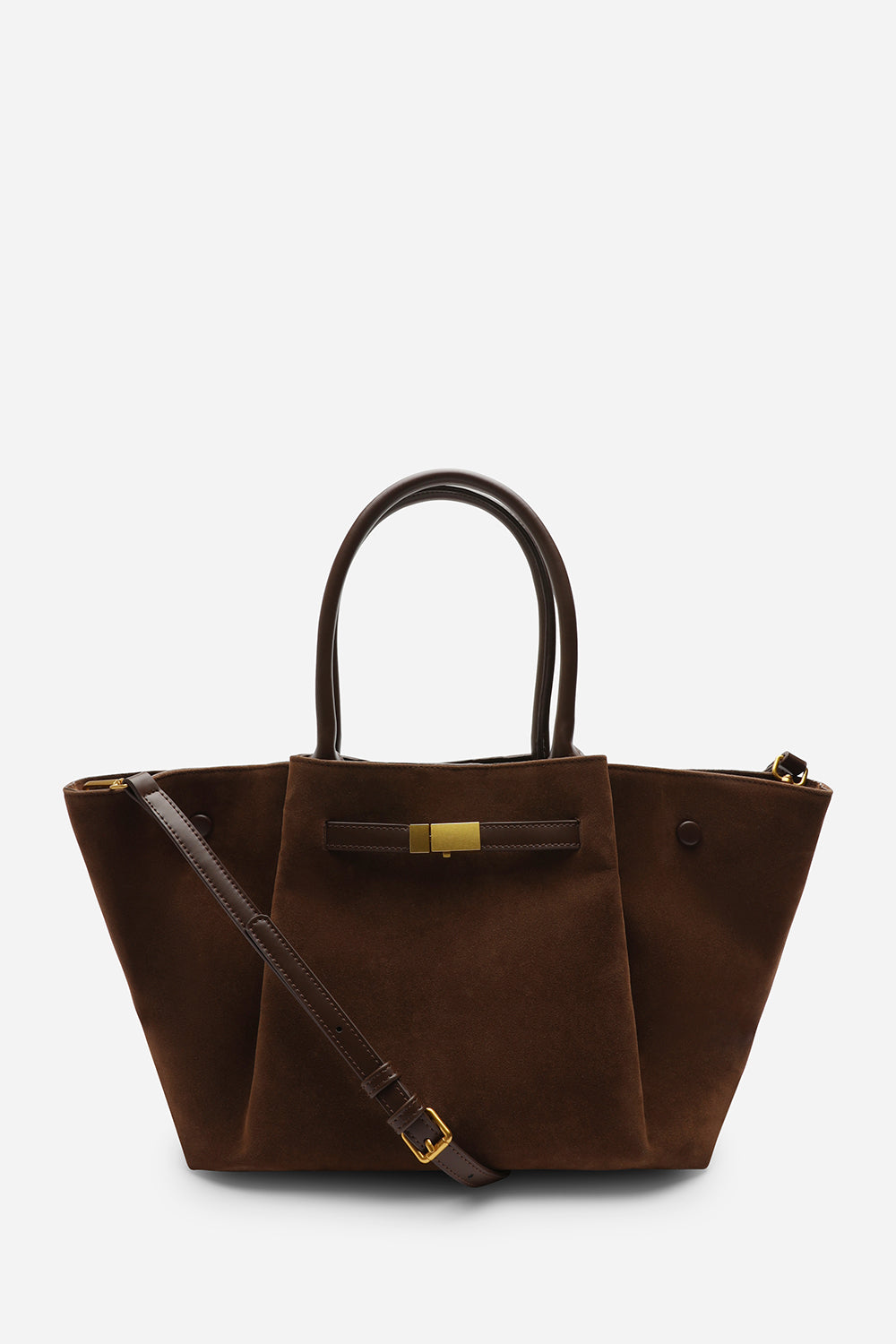 Dove Brown Suede Handheld Tote Bag