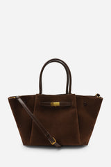 Dove Brown Suede Handheld Tote Bag