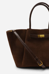 Dove Brown Suede Handheld Tote Bag
