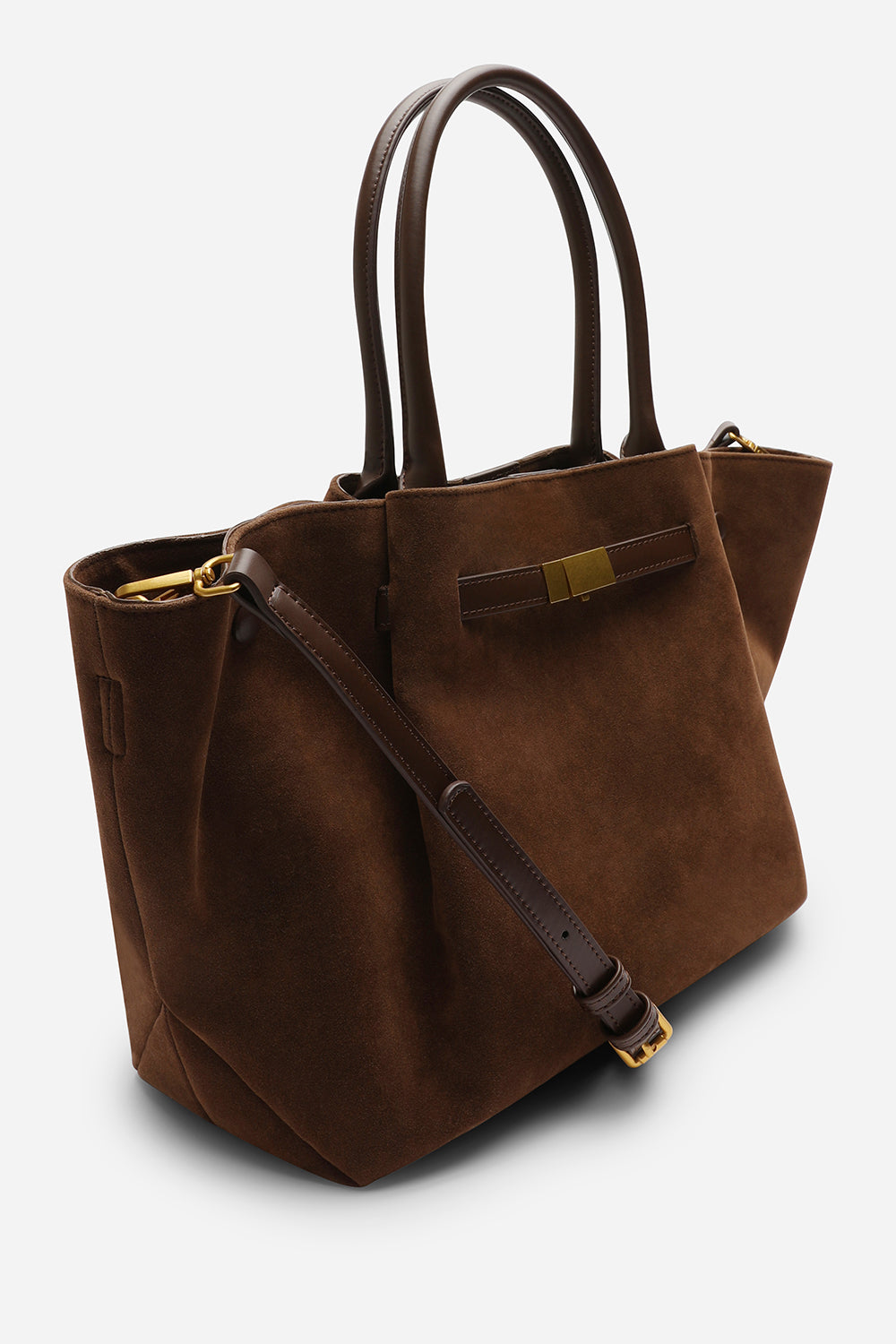 Dove Brown Suede Handheld Tote Bag
